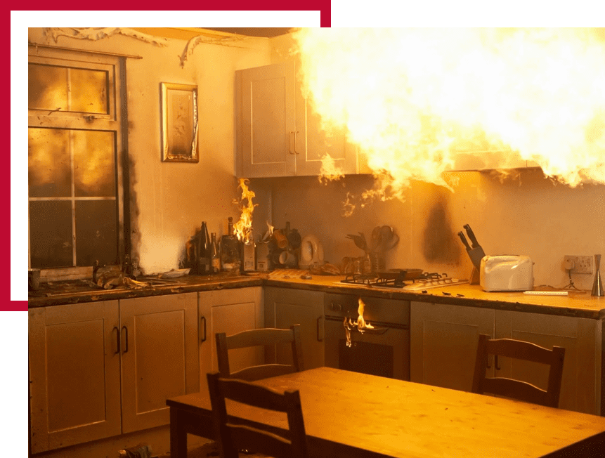 An incident occurred where a fire broke out in the kitchen.